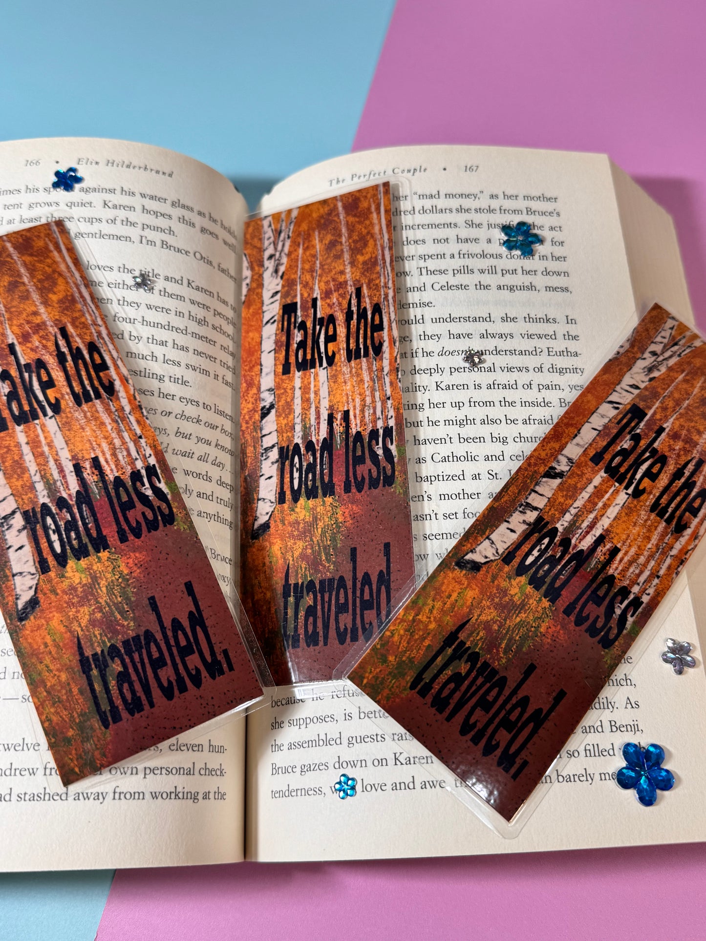 Bookmarks For Travelers and Adventure Seekers - Page Keeper For Readers - Bookish Accessory - Laminated - Take the road less traveled.