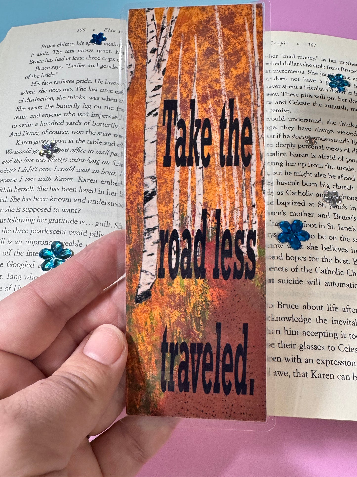 Bookmarks For Travelers and Adventure Seekers - Page Keeper For Readers - Bookish Accessory - Laminated - Take the road less traveled.