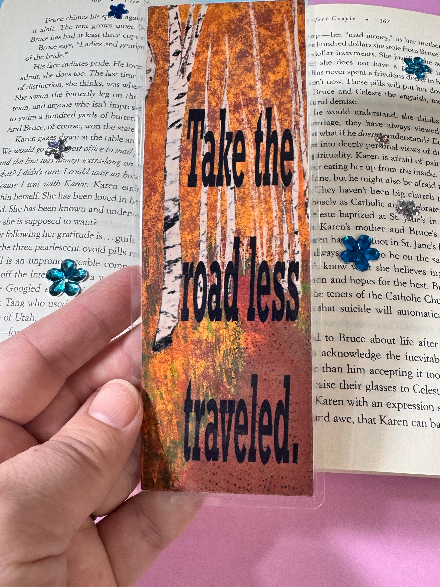 Bookmarks For Travelers and Adventure Seekers - Page Keeper For Readers - Bookish Accessory - Laminated - Take the road less traveled.