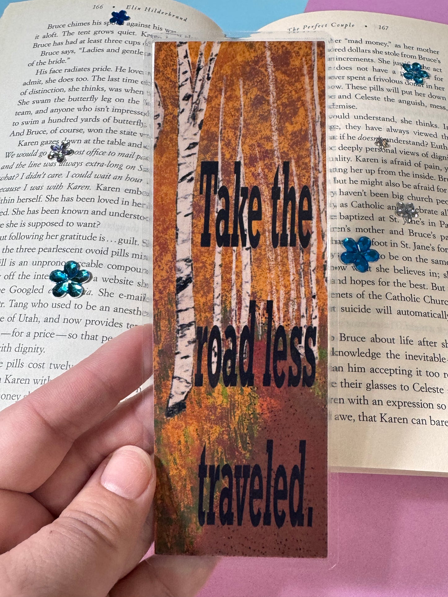 Bookmarks For Travelers and Adventure Seekers - Page Keeper For Readers - Bookish Accessory - Laminated - Take the road less traveled.