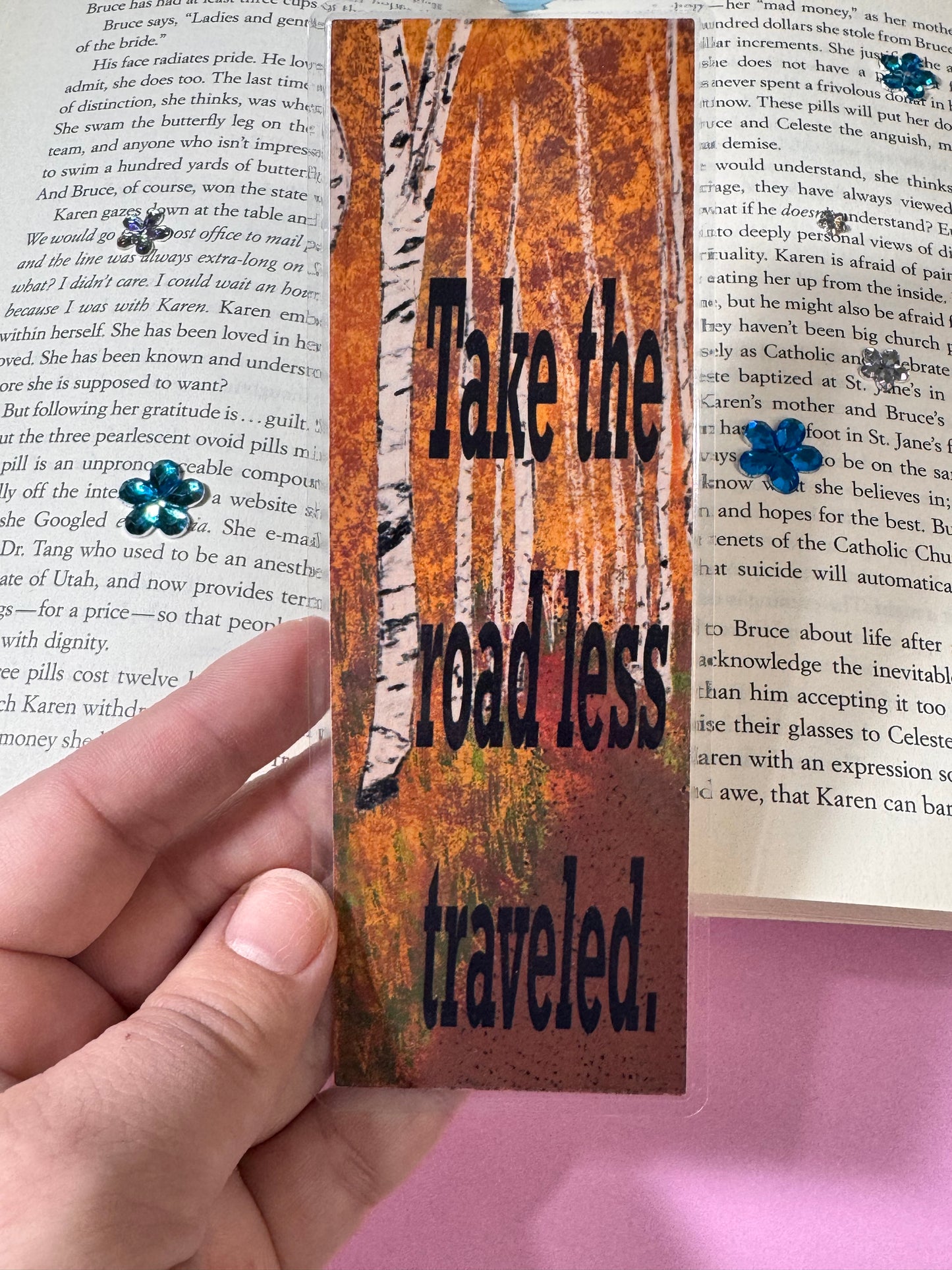 Bookmarks For Travelers and Adventure Seekers - Page Keeper For Readers - Bookish Accessory - Laminated - Take the road less traveled.