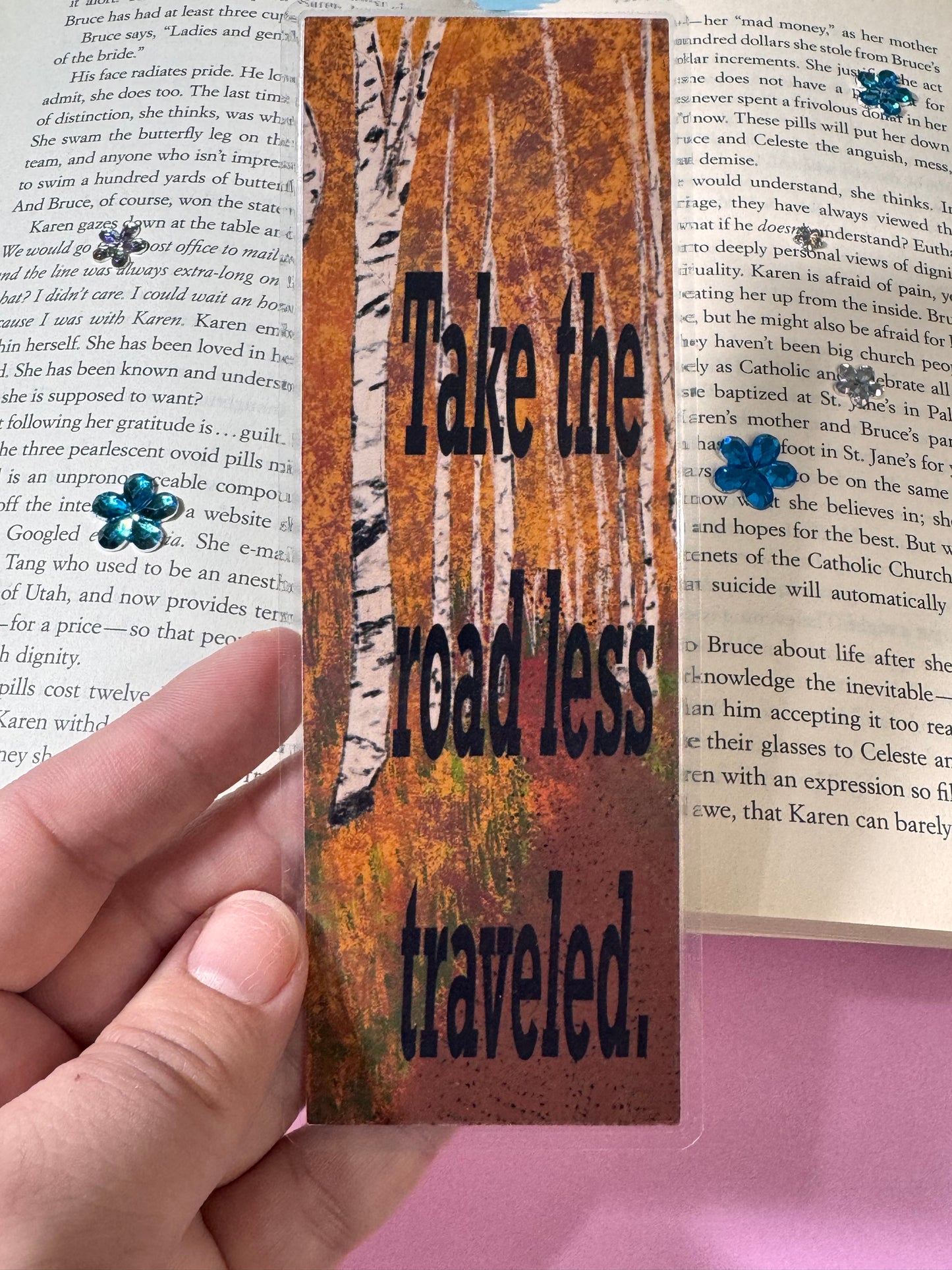 Bookmarks For Travelers and Adventure Seekers - Page Keeper For Readers - Bookish Accessory - Laminated - Take the road less traveled.