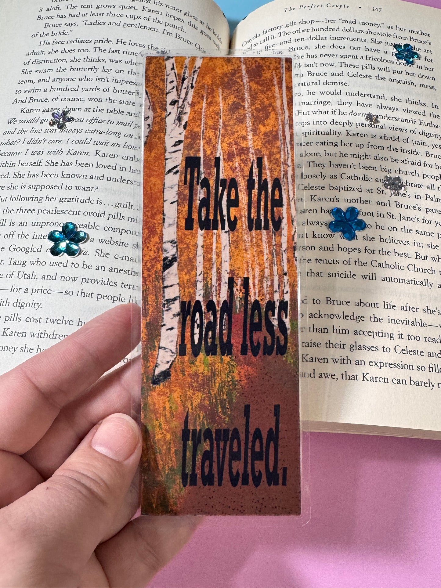 Bookmarks For Travelers and Adventure Seekers - Page Keeper For Readers - Bookish Accessory - Laminated - Take the road less traveled.