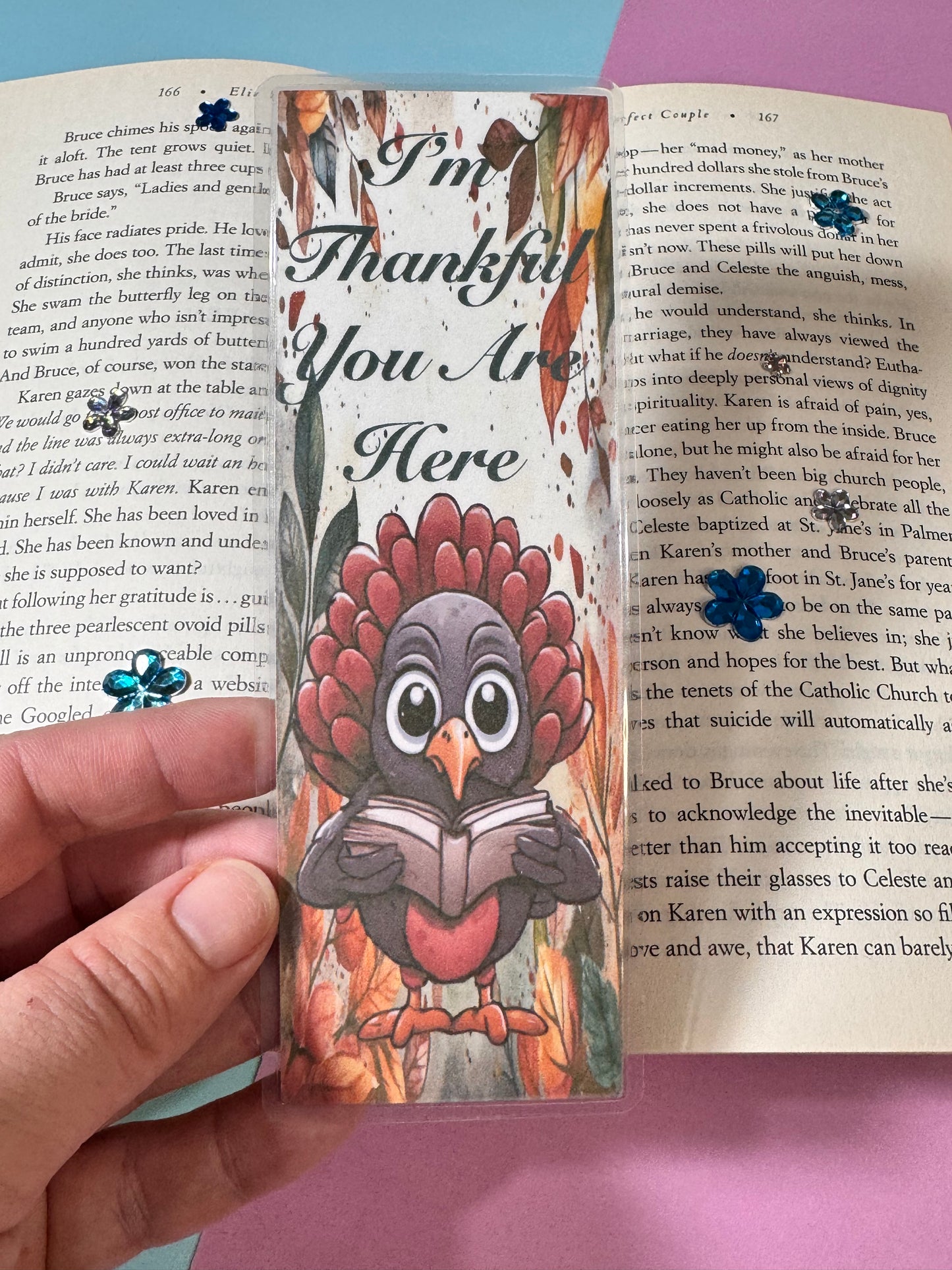 Bookmarks For Fall Season- I'm Thankful You Are Here- Turkey Reading A Book- Page Saver- Laminated For Readers