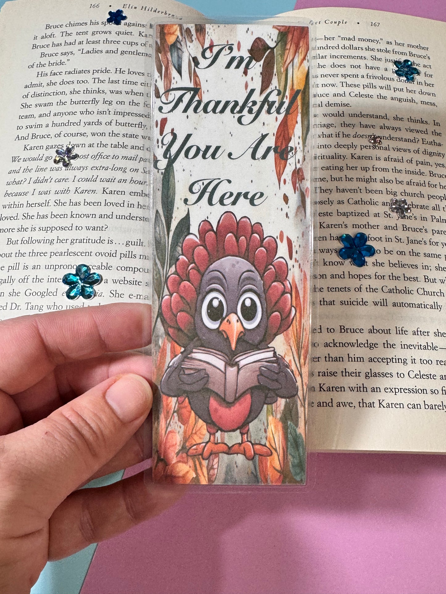 Bookmarks For Fall Season- I'm Thankful You Are Here- Turkey Reading A Book- Page Saver- Laminated For Readers