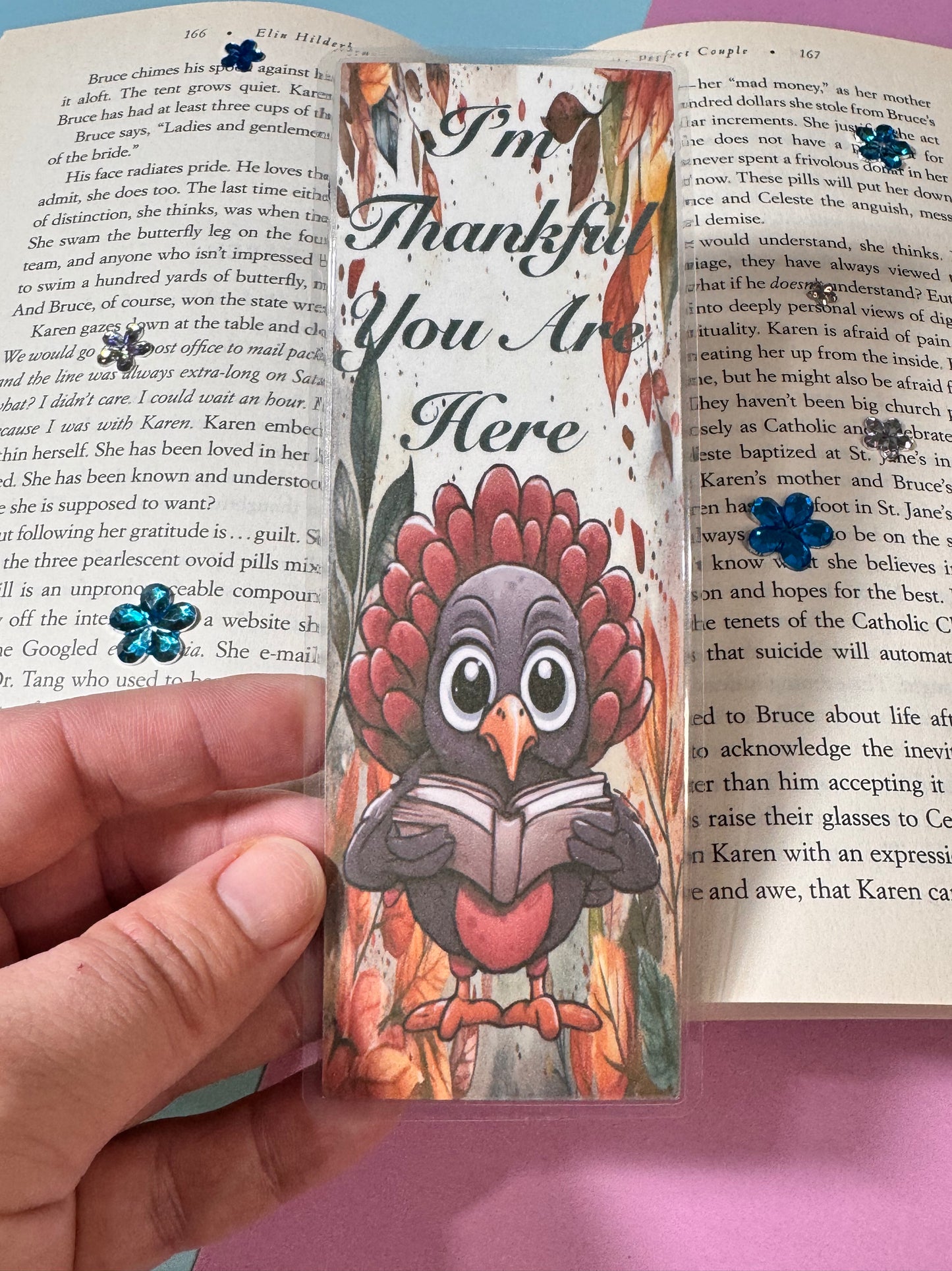 Bookmarks For Fall Season- I'm Thankful You Are Here- Turkey Reading A Book- Page Saver- Laminated For Readers