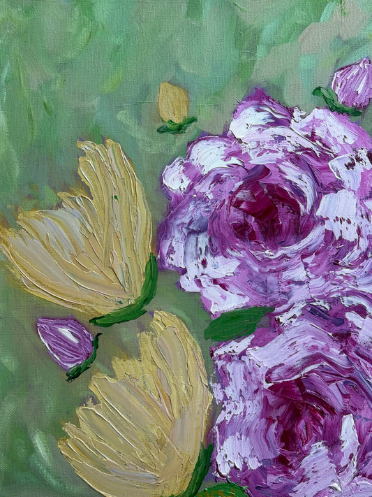 Flower Decor, Beautiful Flowers, Oil on Acrylic Painting on Stretched Canvas