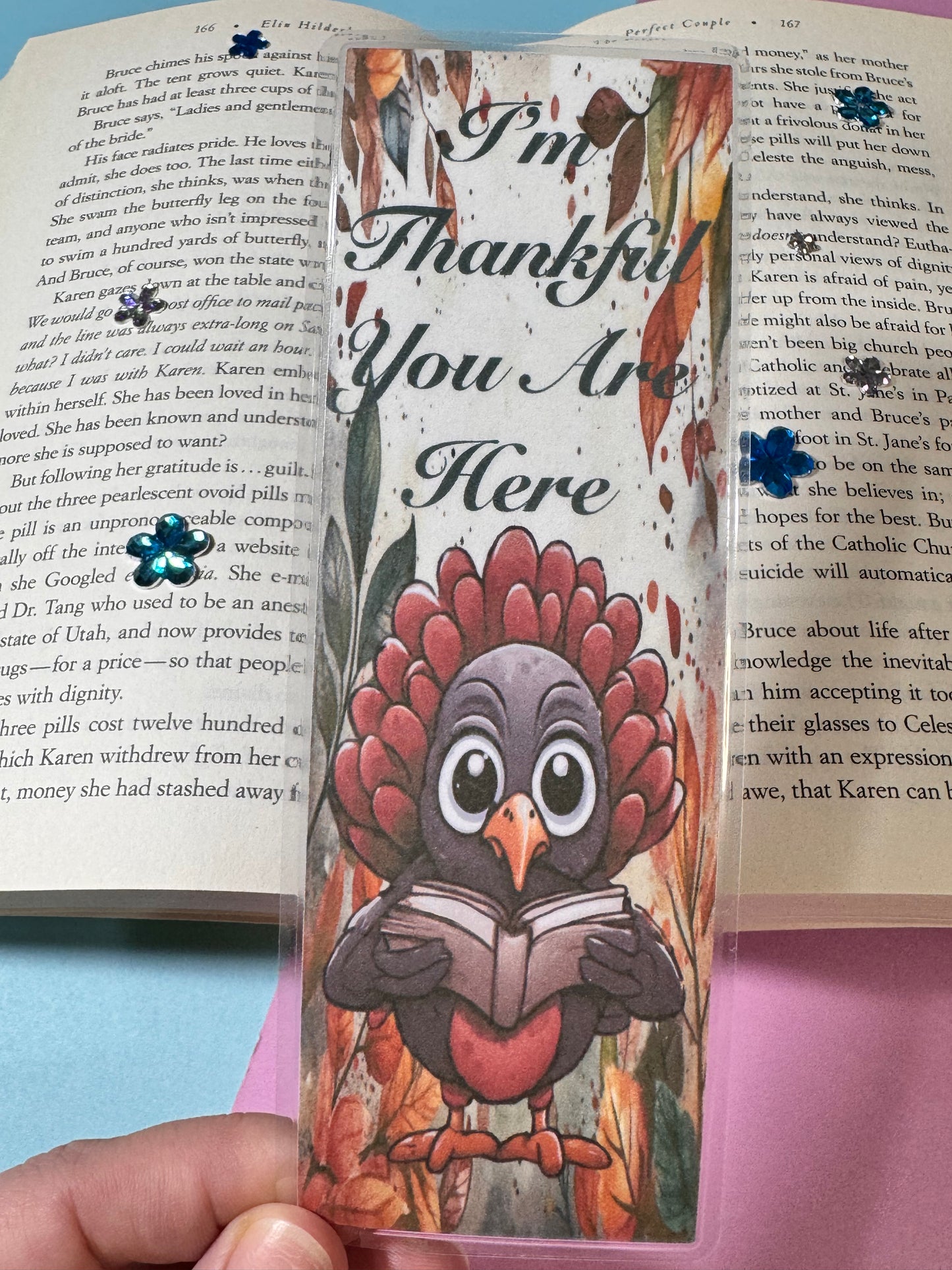 Bookmarks For Fall Season- I'm Thankful You Are Here- Turkey Reading A Book- Page Saver- Laminated For Readers