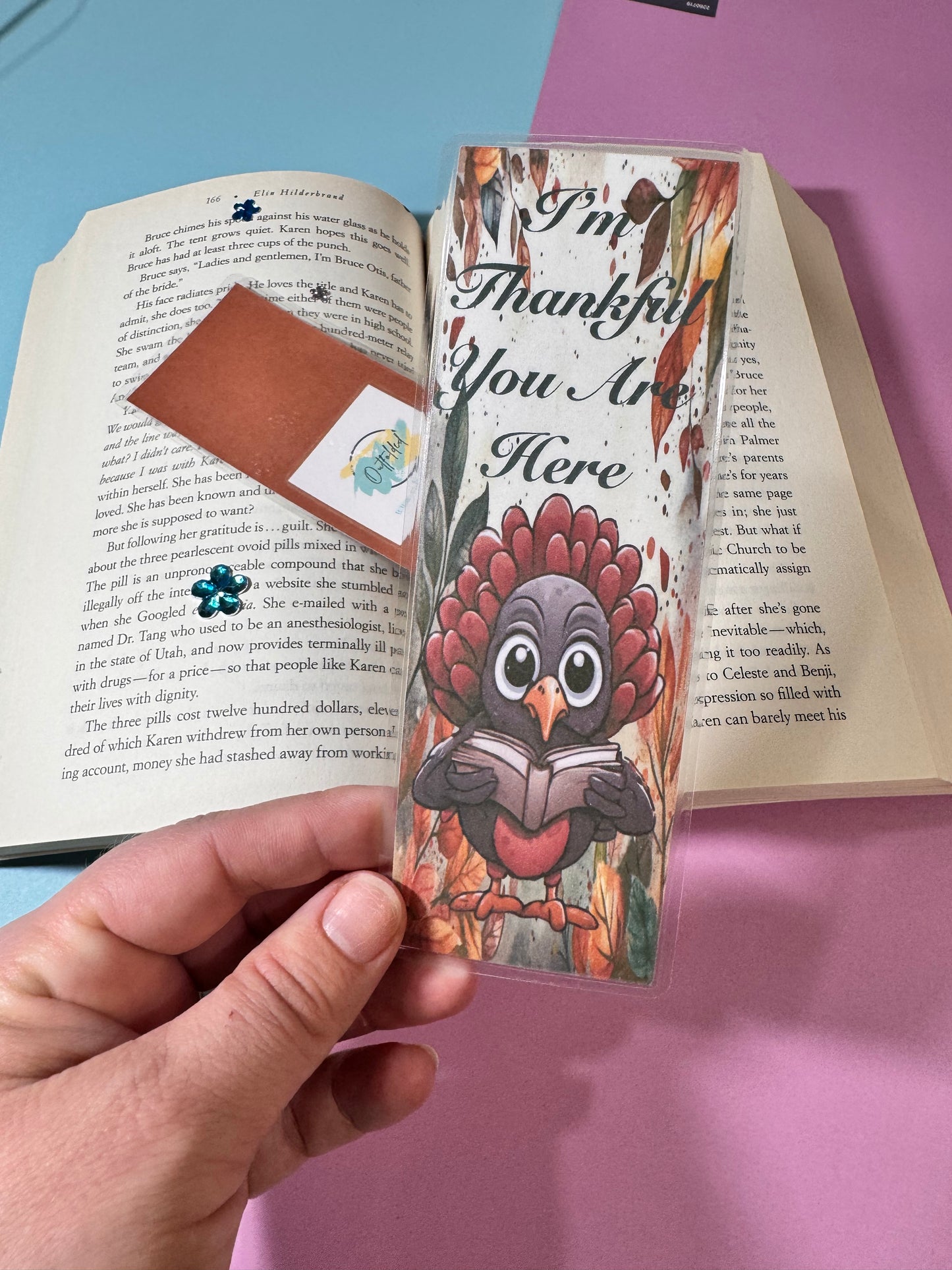 Bookmarks For Fall Season- I'm Thankful You Are Here- Turkey Reading A Book- Page Saver- Laminated For Readers