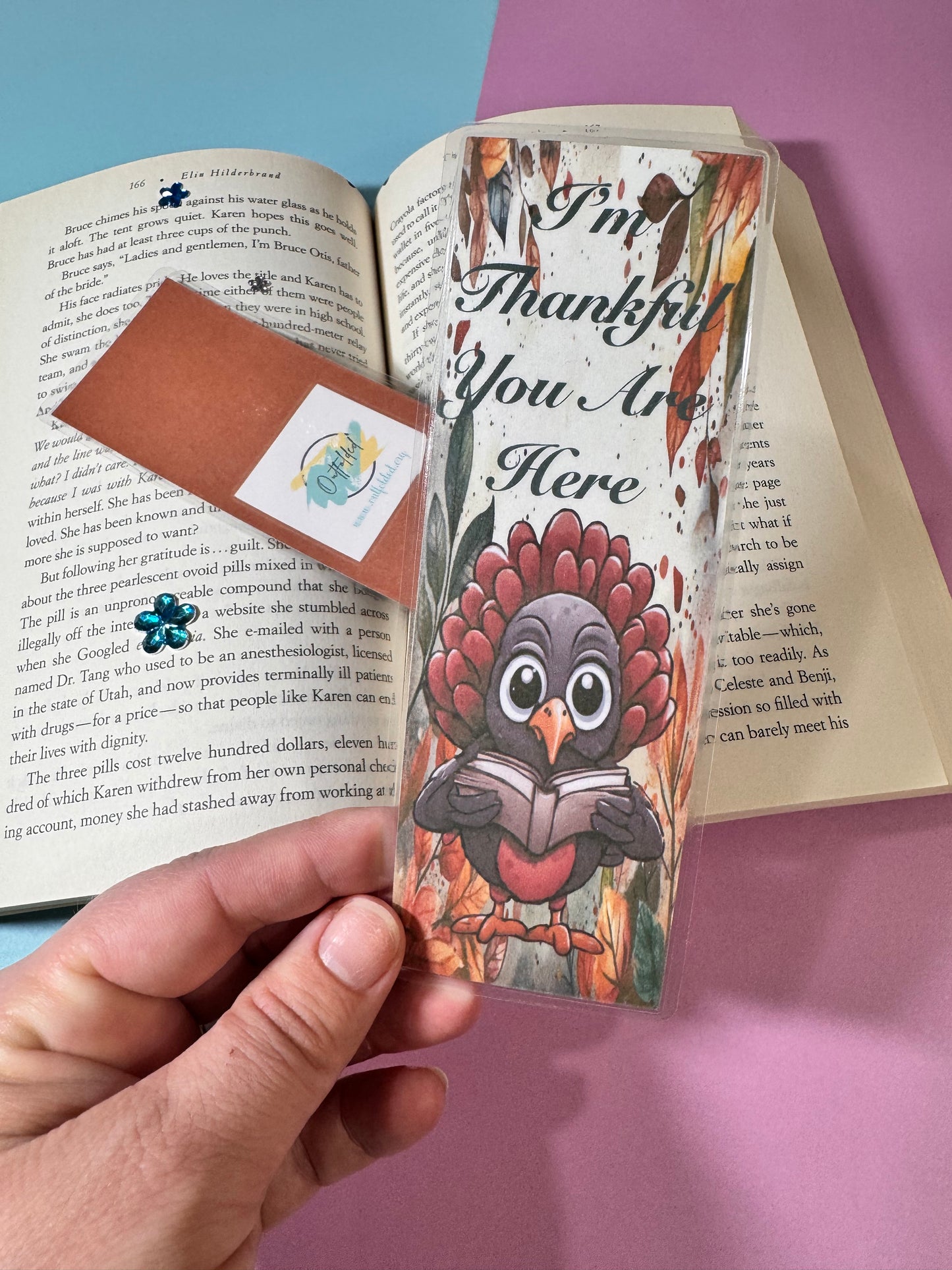 Bookmarks For Fall Season- I'm Thankful You Are Here- Turkey Reading A Book- Page Saver- Laminated For Readers