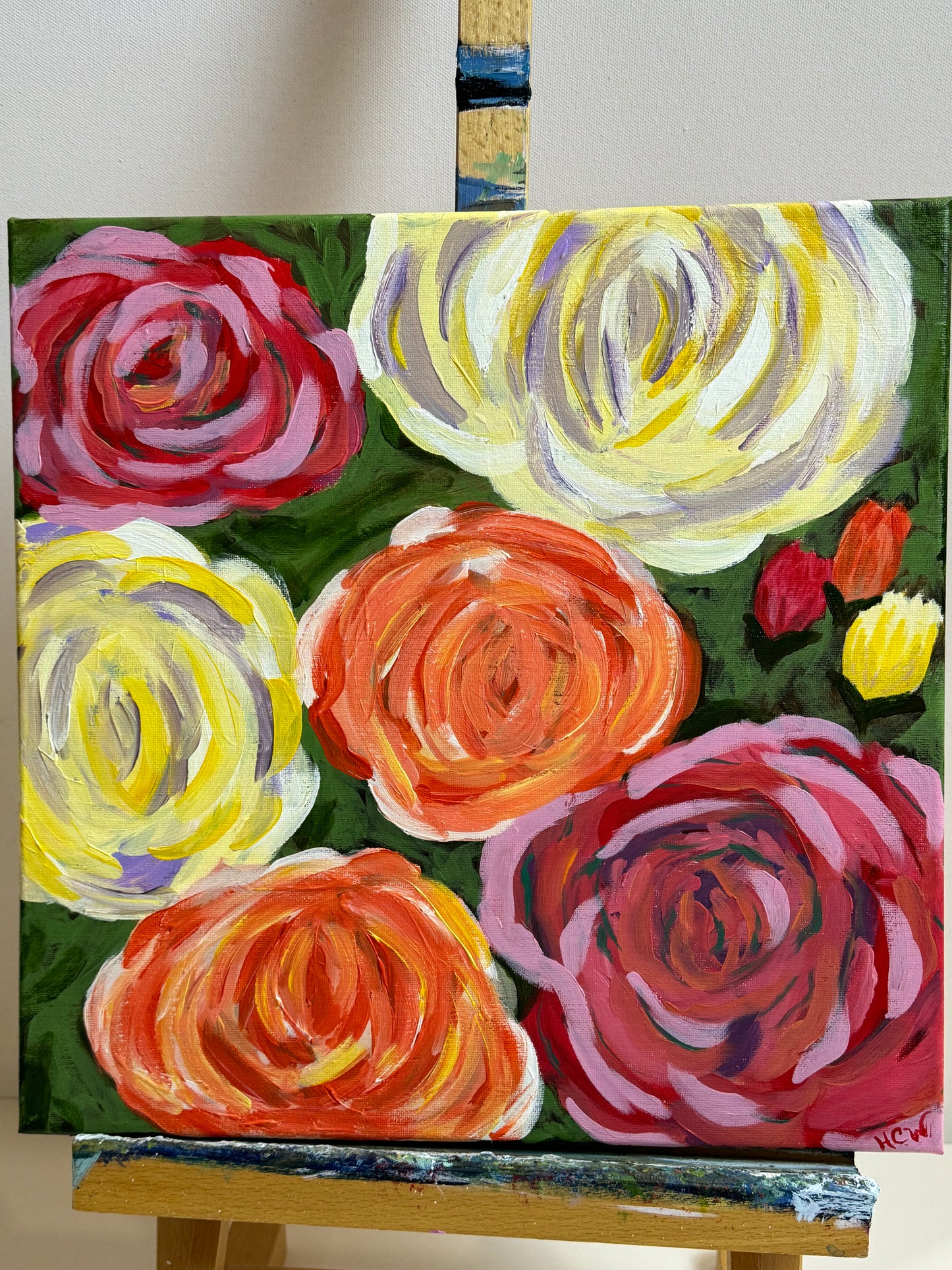 Impressionist Roses, Roses of Many Colors, Acrylic Painting, Colorful Flowers For Garden Lovers