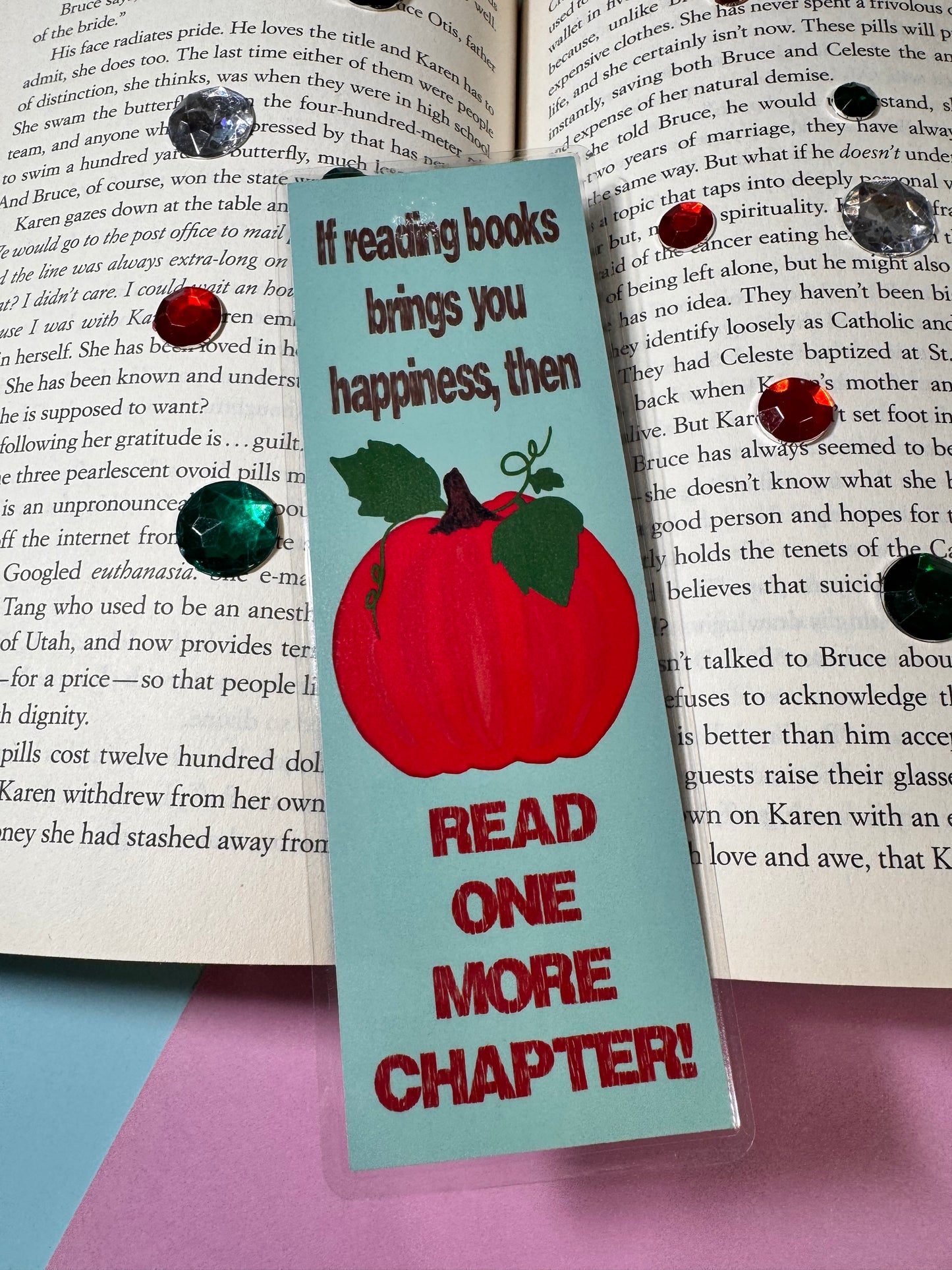 Bookmarks For All Readers | Fall Autumn Season | Pumpkin Designs Hand Drawn Artwork | Reading Brings Happiness | One More Chapter