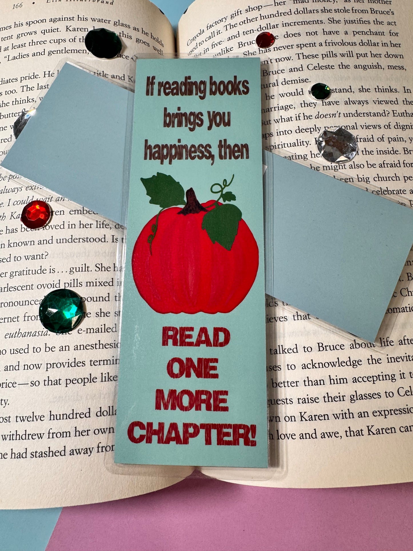 Bookmarks For All Readers | Fall Autumn Season | Pumpkin Designs Hand Drawn Artwork | Reading Brings Happiness | One More Chapter