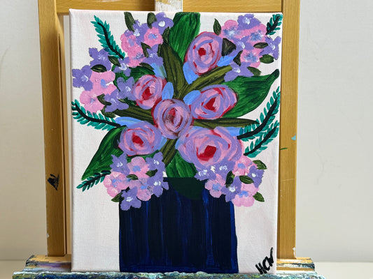 Vase of Flowers Acrylic Painting, "A Gift", 8x10 Impressionist Painting