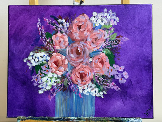 Flower Wall Hanging, Flowers for Mom, Mother's Day Acrylic Painting