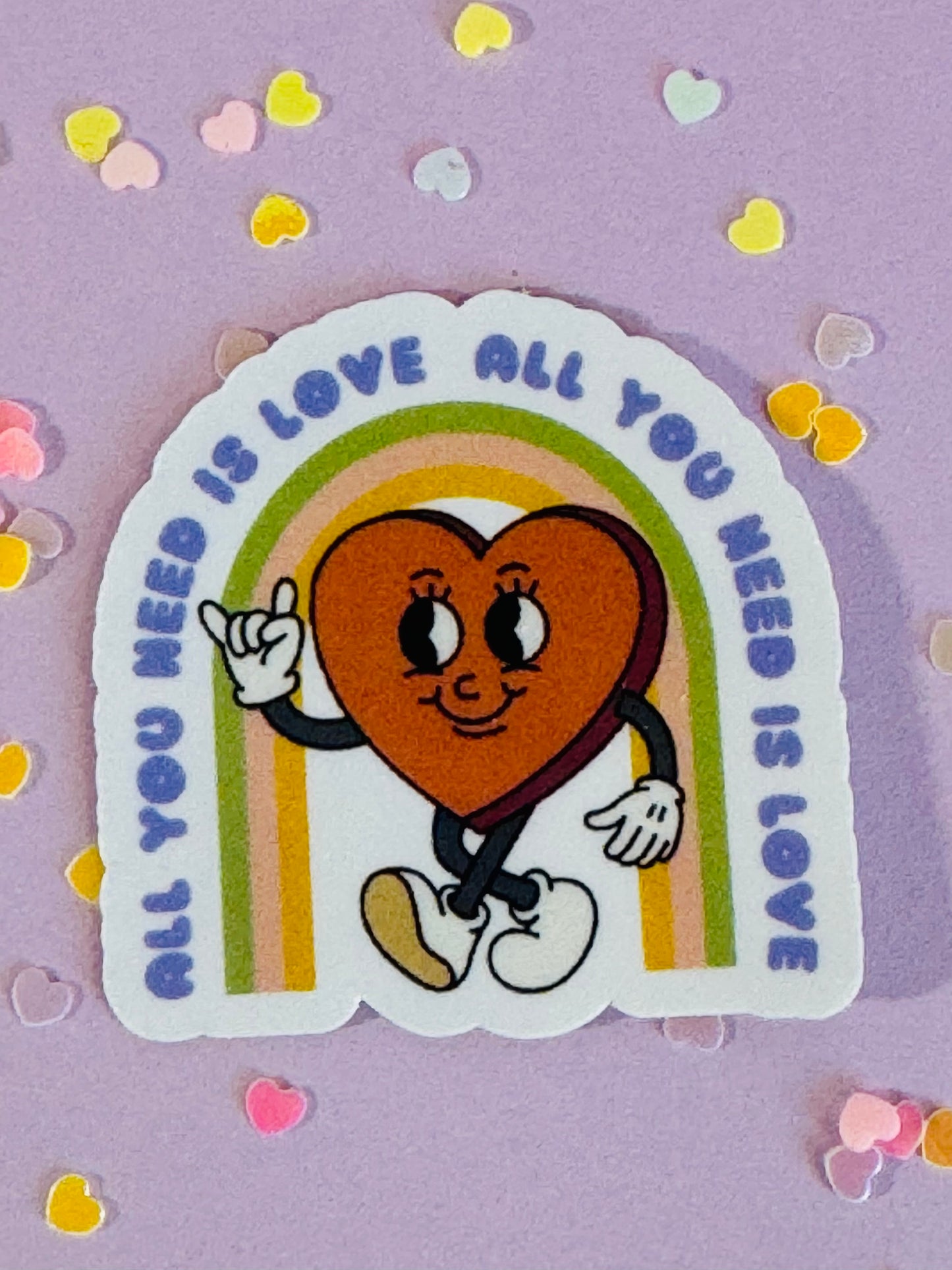 Valentine's Day Planner Sticker, All You Need Is Love, Retro Heart and Rainbow