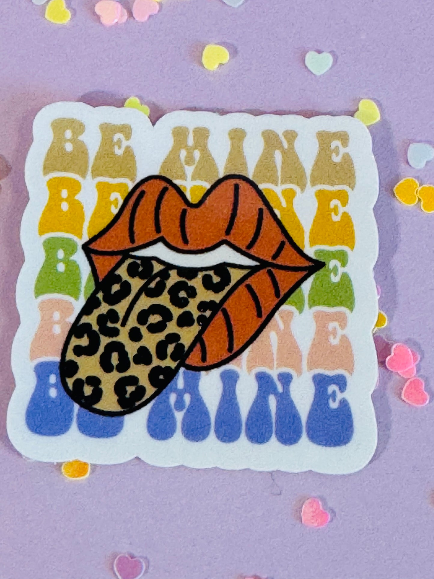 Be Mine Valentine's Day Sticker, Retro Lips Planner and Water Bottle Decal, Water Resistant