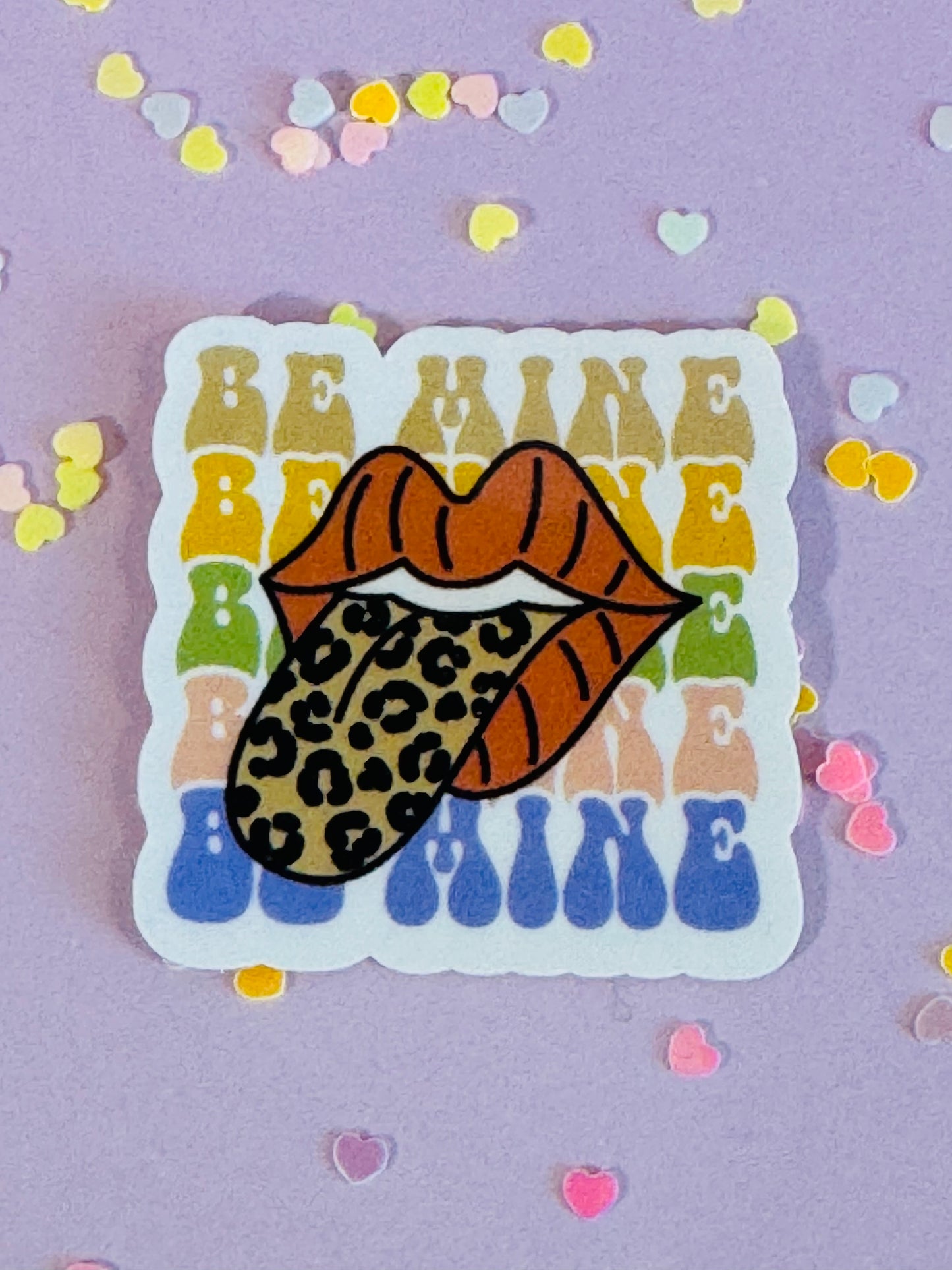 Be Mine Valentine's Day Sticker, Retro Lips Planner and Water Bottle Decal, Water Resistant