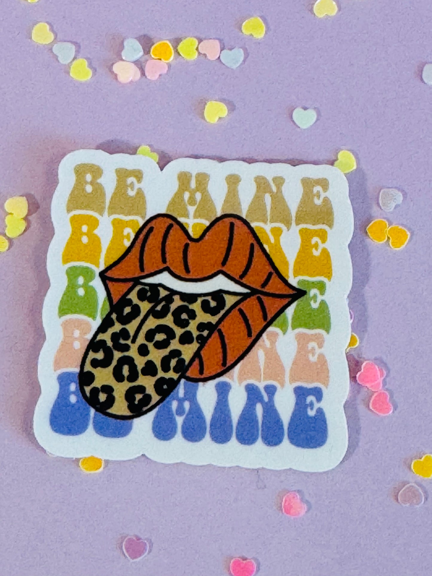 Be Mine Valentine's Day Sticker, Retro Lips Planner and Water Bottle Decal, Water Resistant