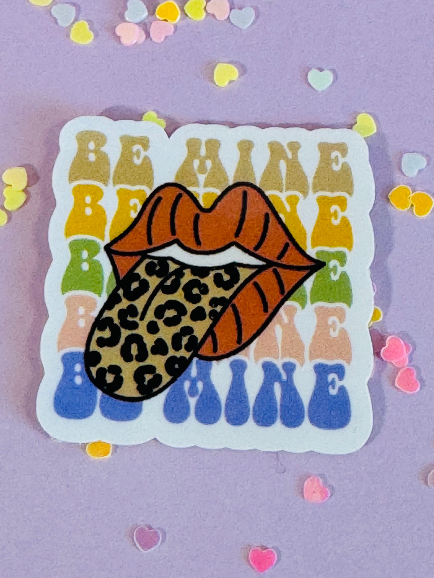 Be Mine Valentine's Day Sticker, Retro Lips Planner and Water Bottle Decal, Water Resistant