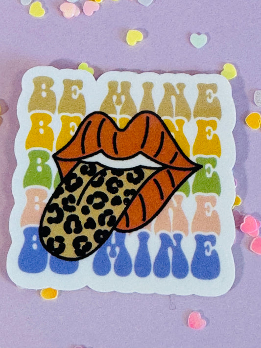 Be Mine Valentine's Day Sticker, Retro Lips Planner and Water Bottle Decal, Water Resistant