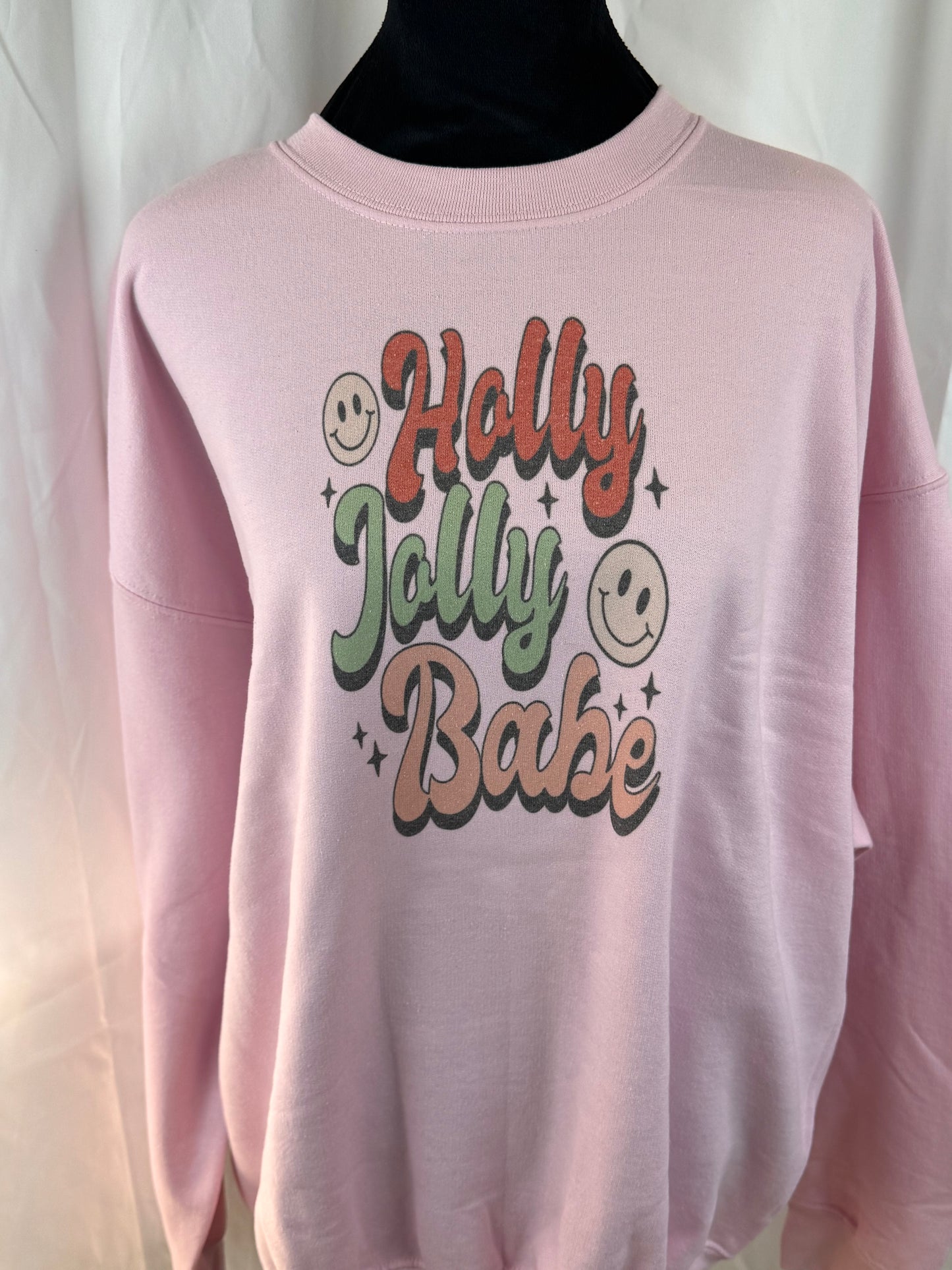 Holly Jolly Babe 70s Retro Holiday Sweatshirt, Sublimated Christmas Shirt