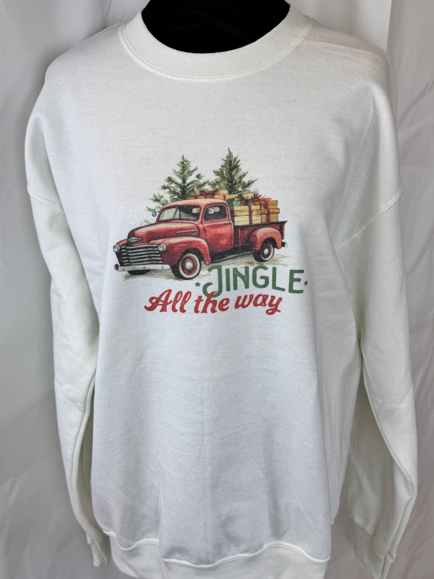 Jingle All The Way Old Vintage Truck Holiday Sweatshirt, Sublimated Christmas Shirt