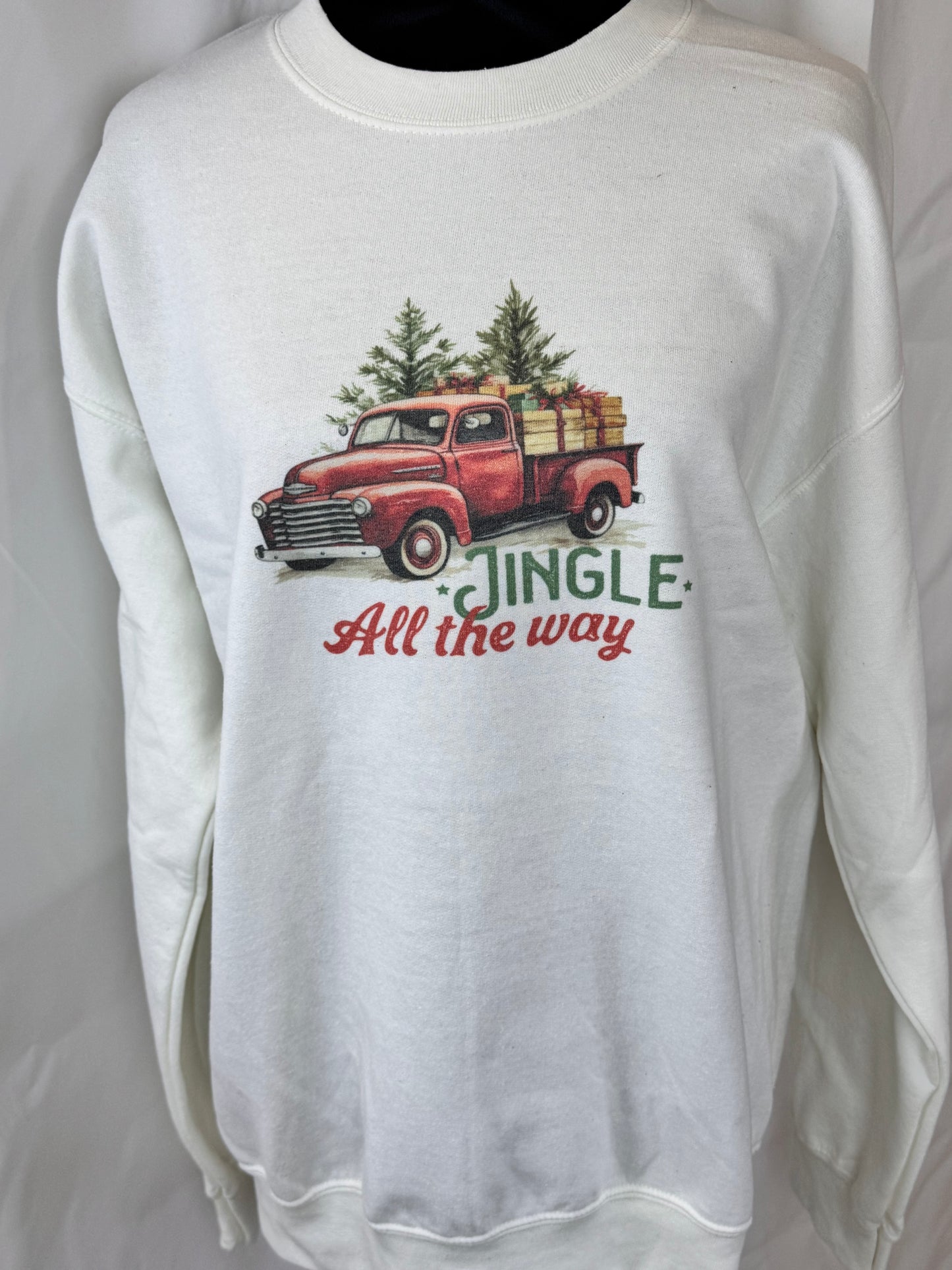 Jingle All The Way Old Vintage Truck Holiday Sweatshirt, Sublimated Christmas Shirt