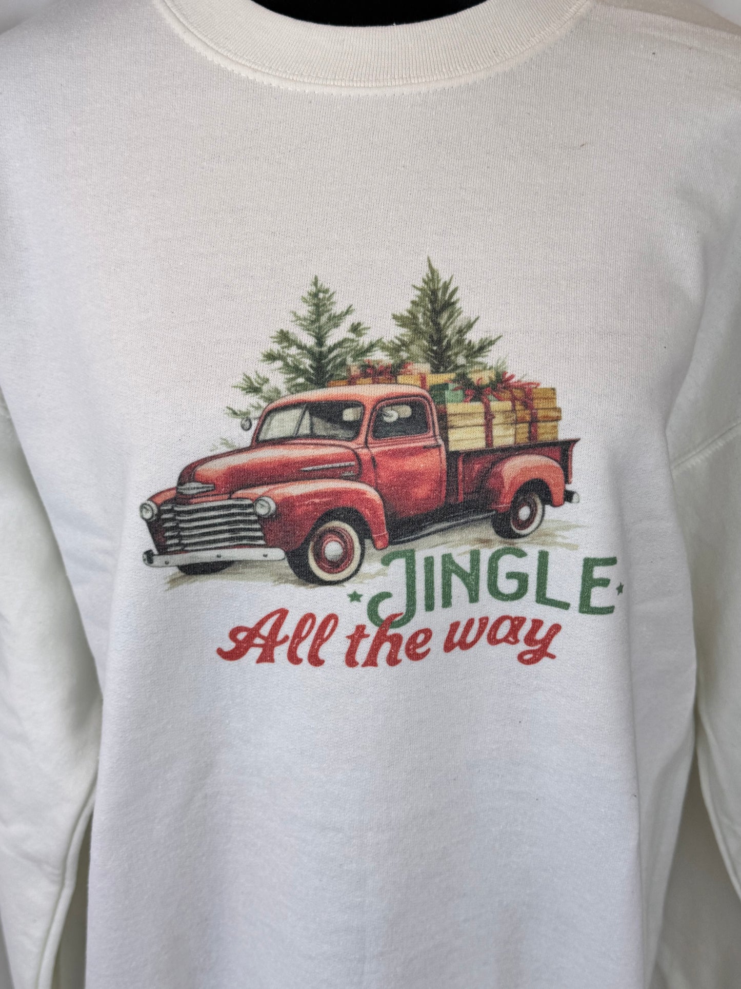 Jingle All The Way Old Vintage Truck Holiday Sweatshirt, Sublimated Christmas Shirt