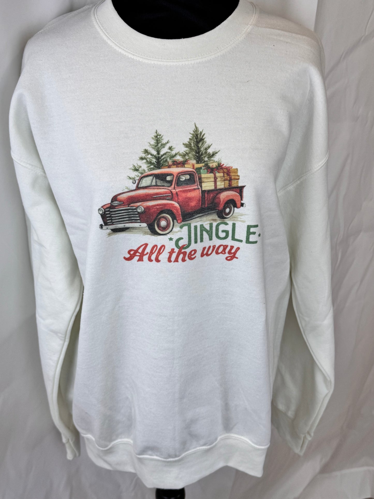 Jingle All The Way Old Vintage Truck Holiday Sweatshirt, Sublimated Christmas Shirt