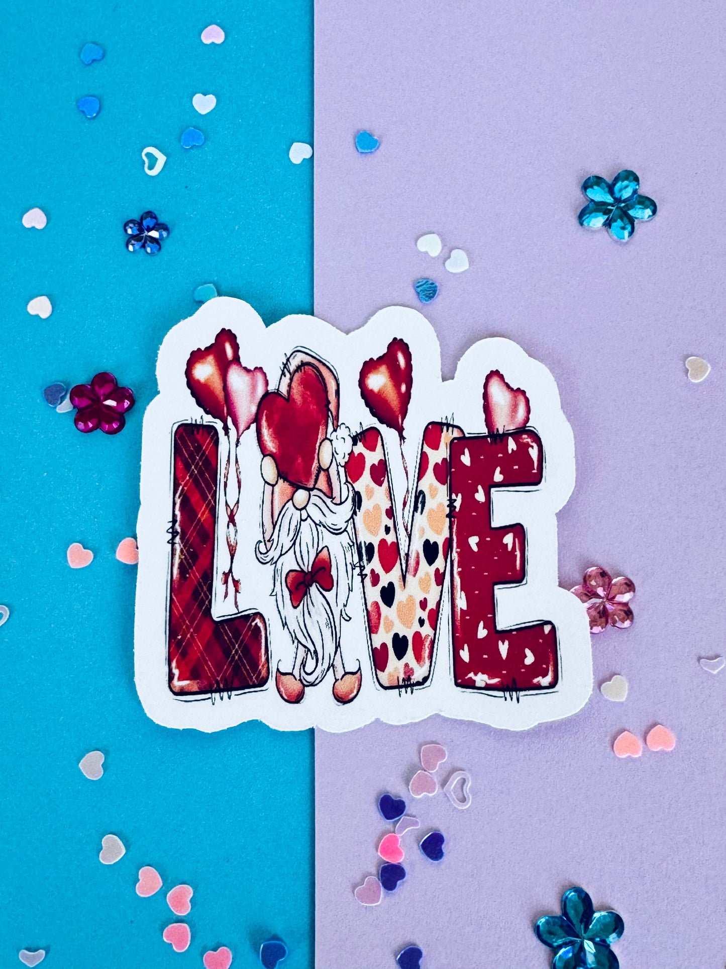 Valentine's Day Sticker, LOVE Gnomes and Party Balloons