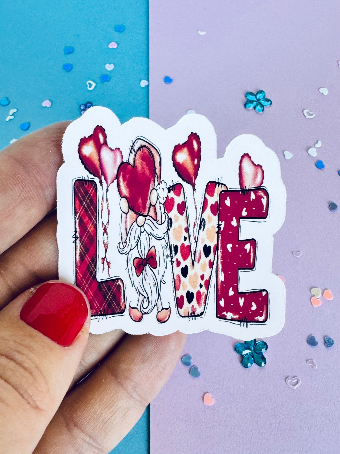 Valentine's Day Sticker, LOVE Gnomes and Party Balloons