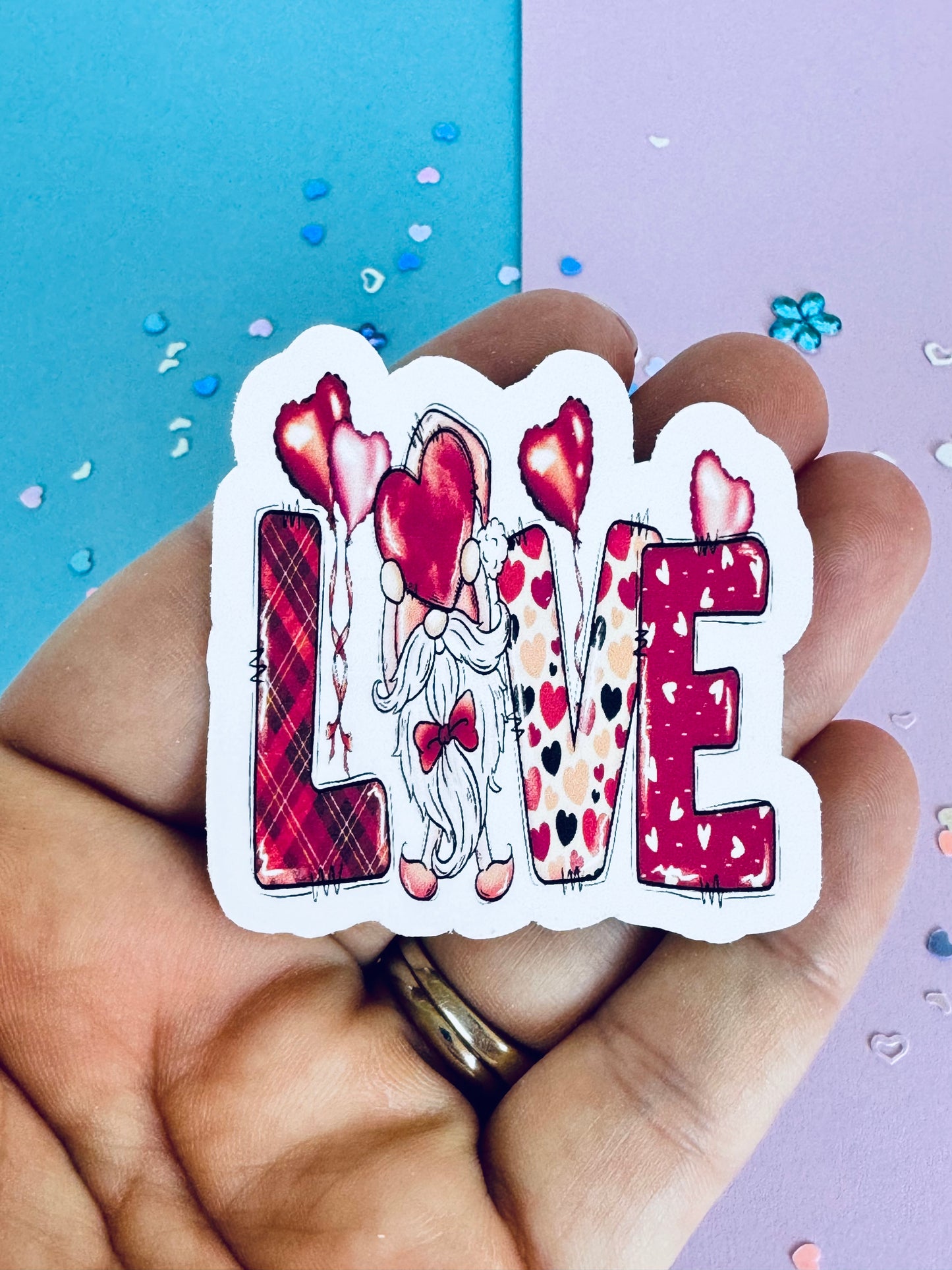 Valentine's Day Sticker, LOVE Gnomes and Party Balloons