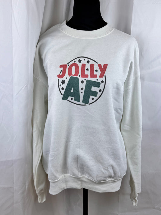 Jolly AF Holiday Sweatshirt, Sublimated Christmas Shirt -  Medium