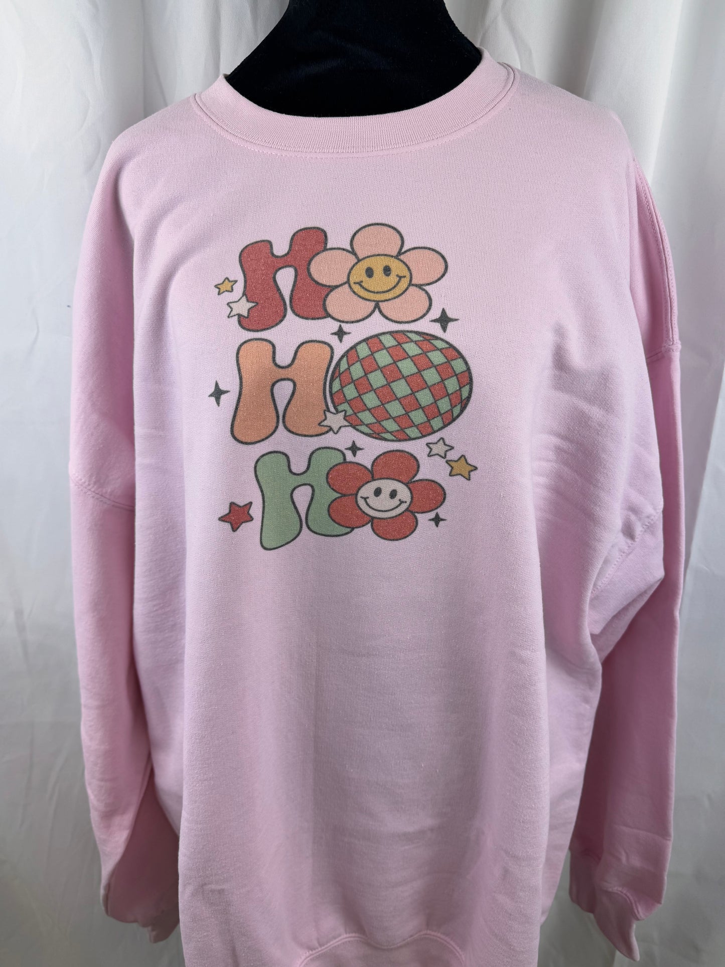 HoHoHo Holiday Sweatshirt, 70s Retro Sublimated Christmas Shirt