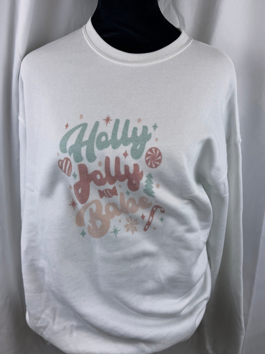 Holly Jolly Babe Holiday Sweatshirt, Sublimated Christmas Shirt- Very Faded B-grade