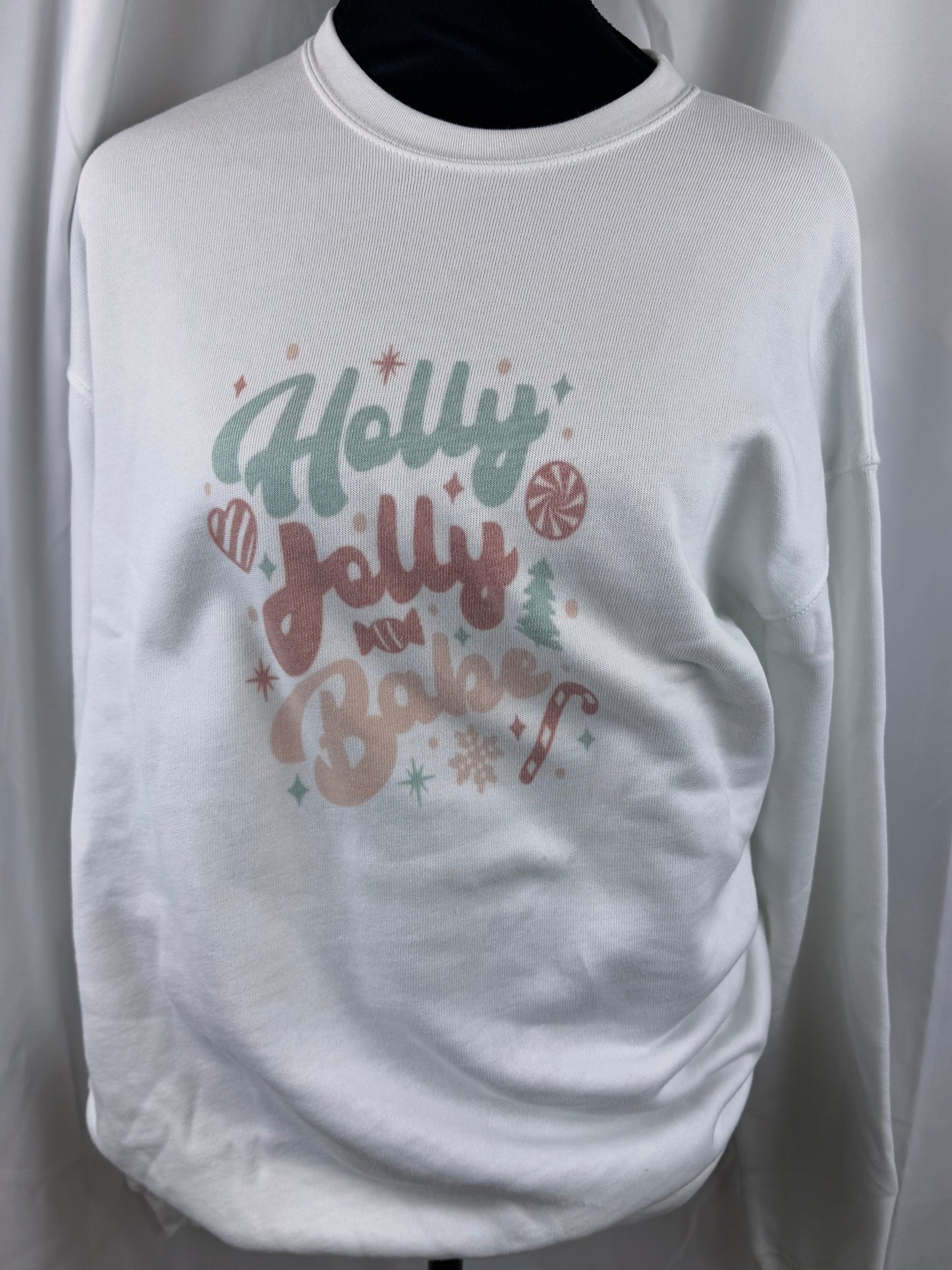 Holly Jolly Babe Holiday Sweatshirt, Sublimated Christmas Shirt- Very Faded B-grade