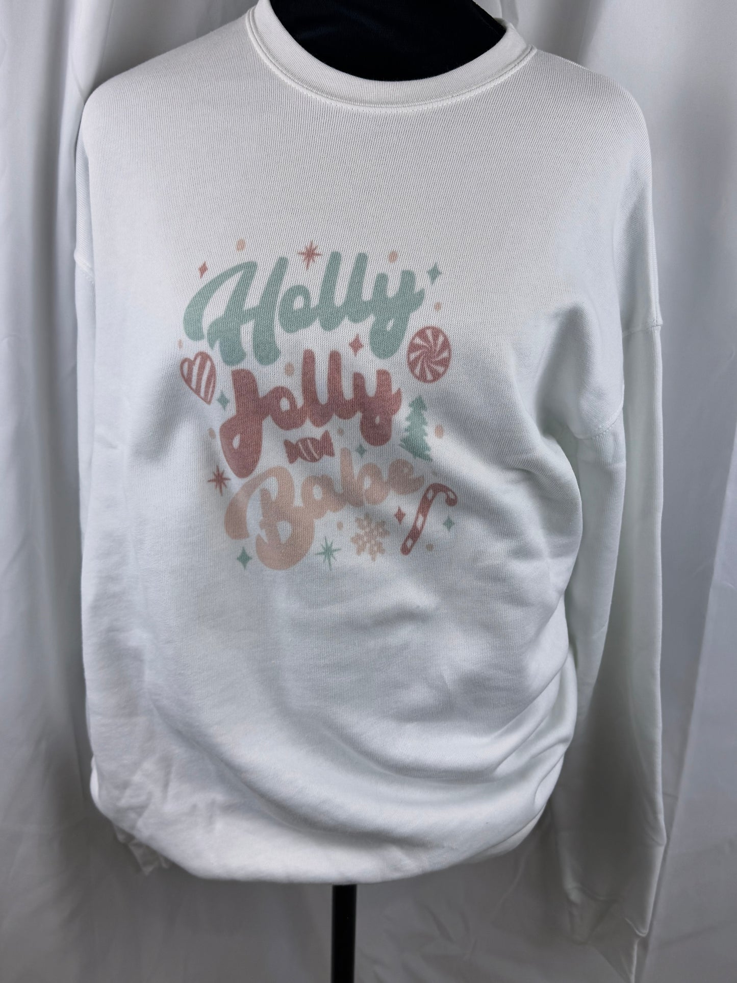 Holly Jolly Babe Holiday Sweatshirt, Sublimated Christmas Shirt- Very Faded B-grade