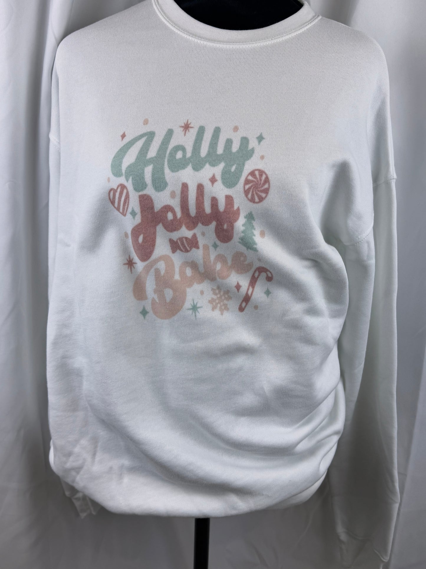 Holly Jolly Babe Holiday Sweatshirt, Sublimated Christmas Shirt- Very Faded B-grade