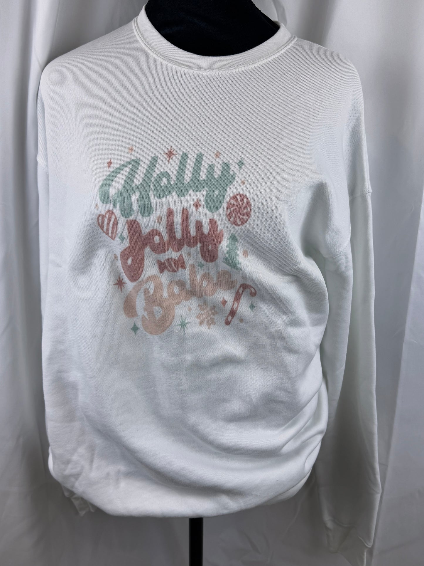 Holly Jolly Babe Holiday Sweatshirt, Sublimated Christmas Shirt- Very Faded B-grade