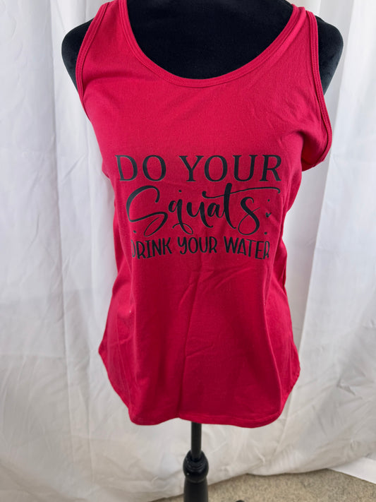 Do Your Squats and Drink Your Water Red Racerback Workout Tank Top