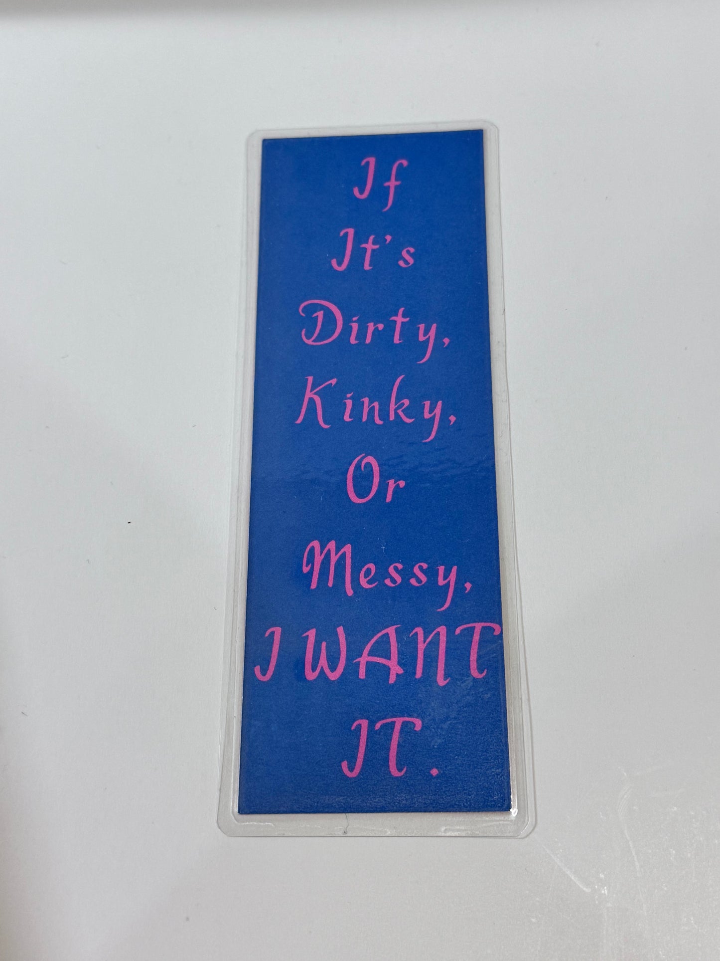 If It's Dirty, Kinky, Or Messy I Want It Laminated Bookmark, Spicy Book Lover Page Saver