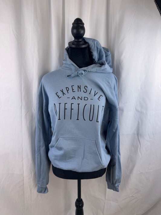 Expensive and Difficult Hoodie Sweatshirt Gildan Softstyle in Stone Blue