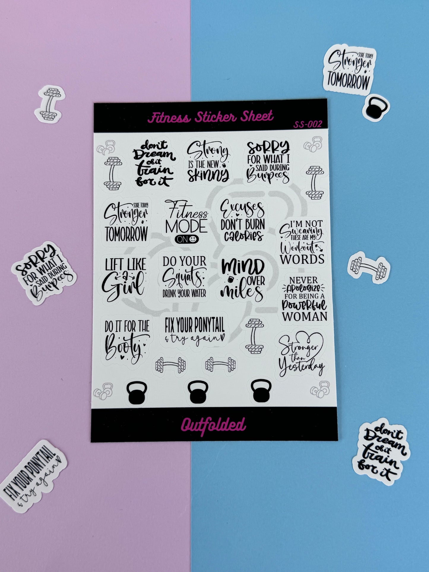 Fitness Planner Stickers, Sticker Sheet for Workout Agenda