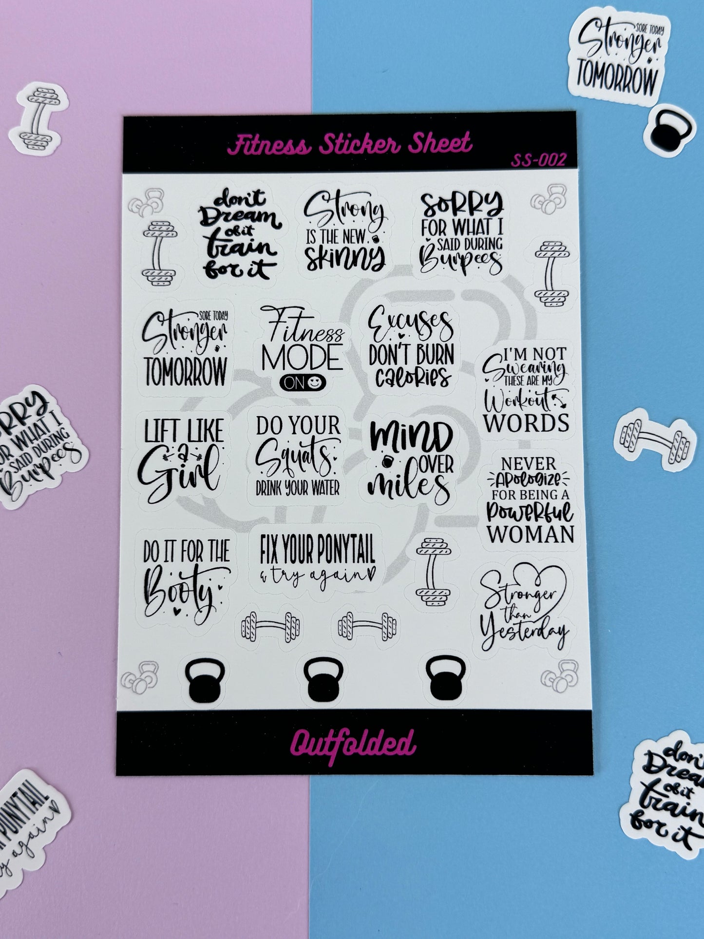 Fitness Planner Stickers, Sticker Sheet for Workout Agenda