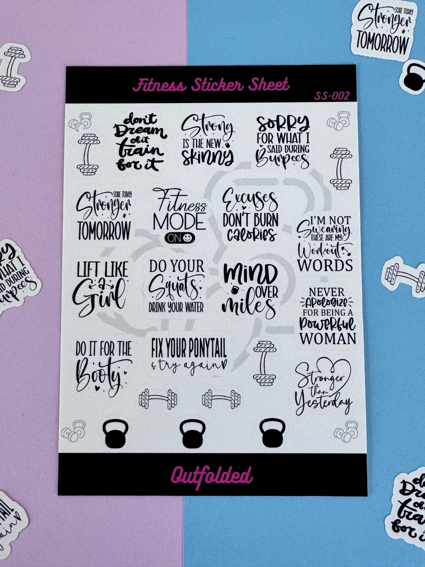 Fitness Planner Stickers, Sticker Sheet for Workout Agenda