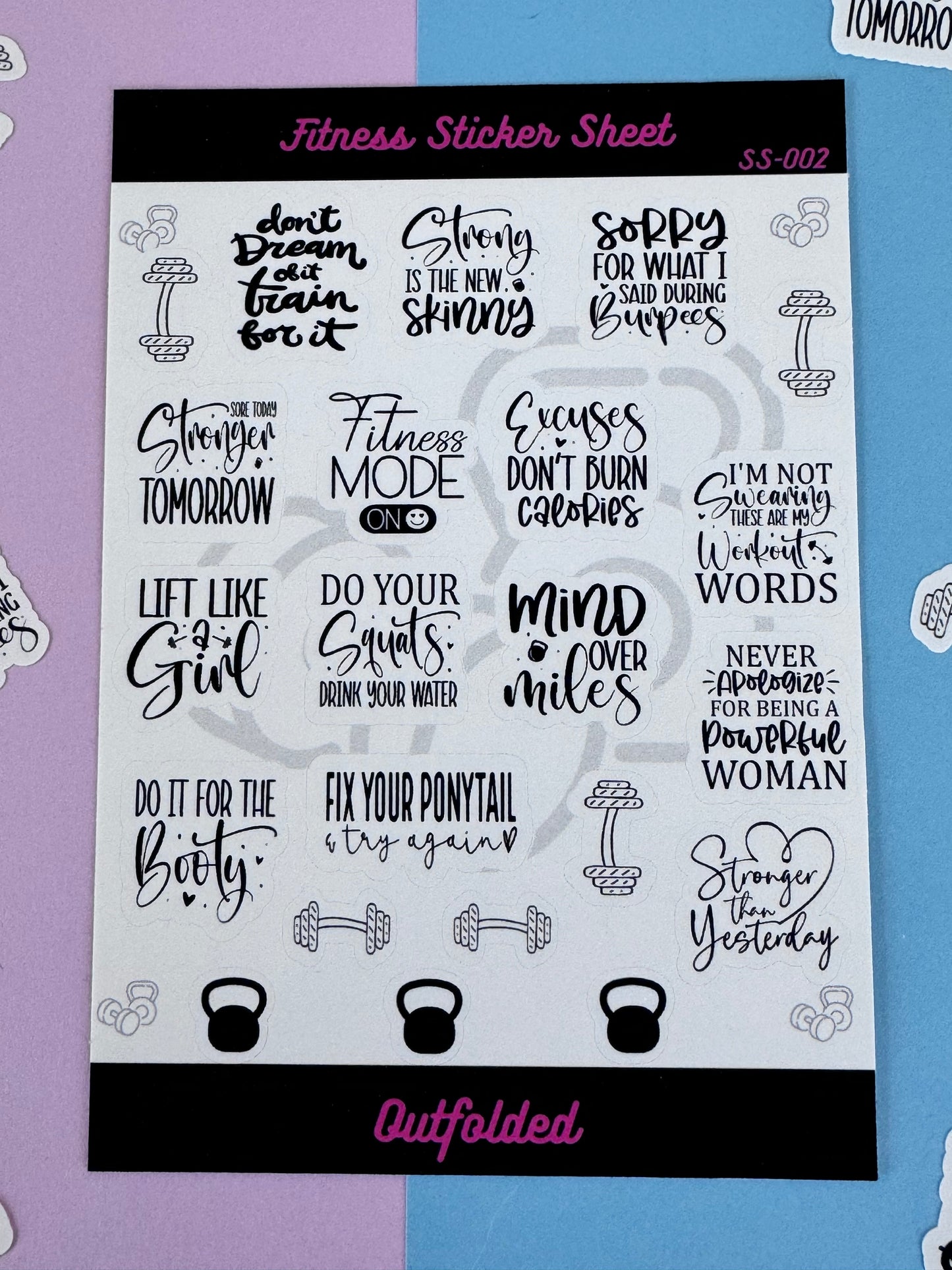 Fitness Planner Stickers, Sticker Sheet for Workout Agenda