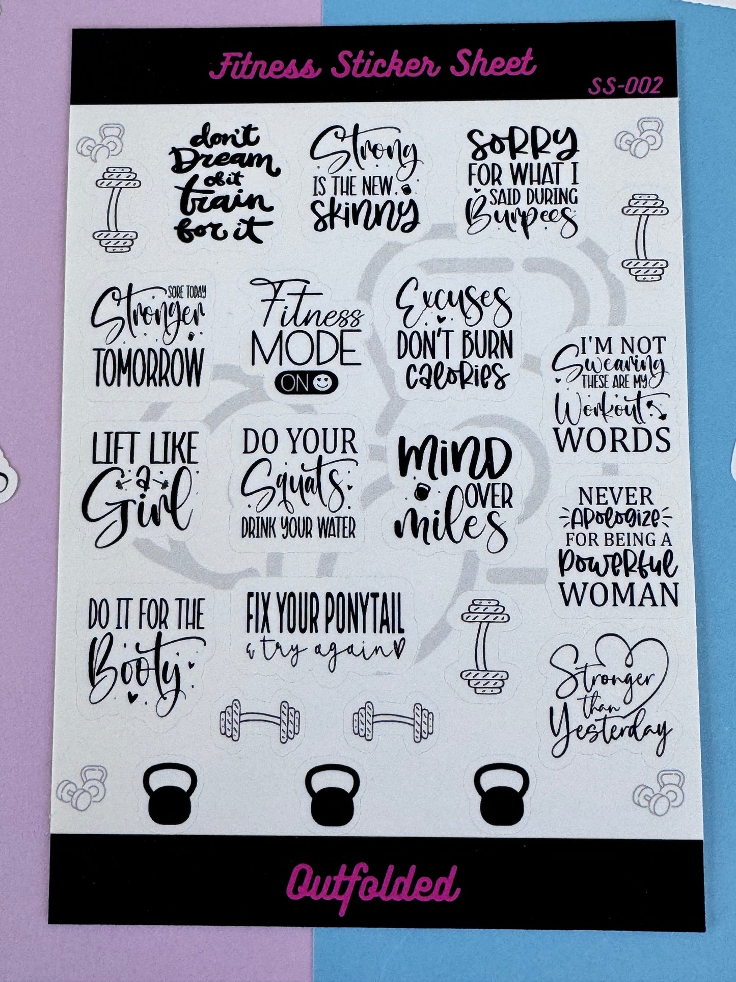 Fitness Planner Stickers, Sticker Sheet for Workout Agenda