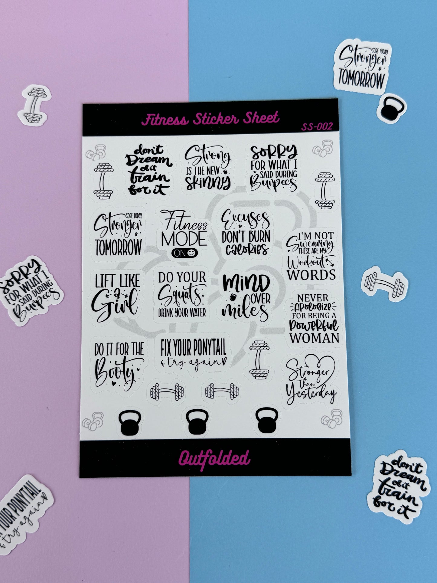 Fitness Planner Stickers, Sticker Sheet for Workout Agenda