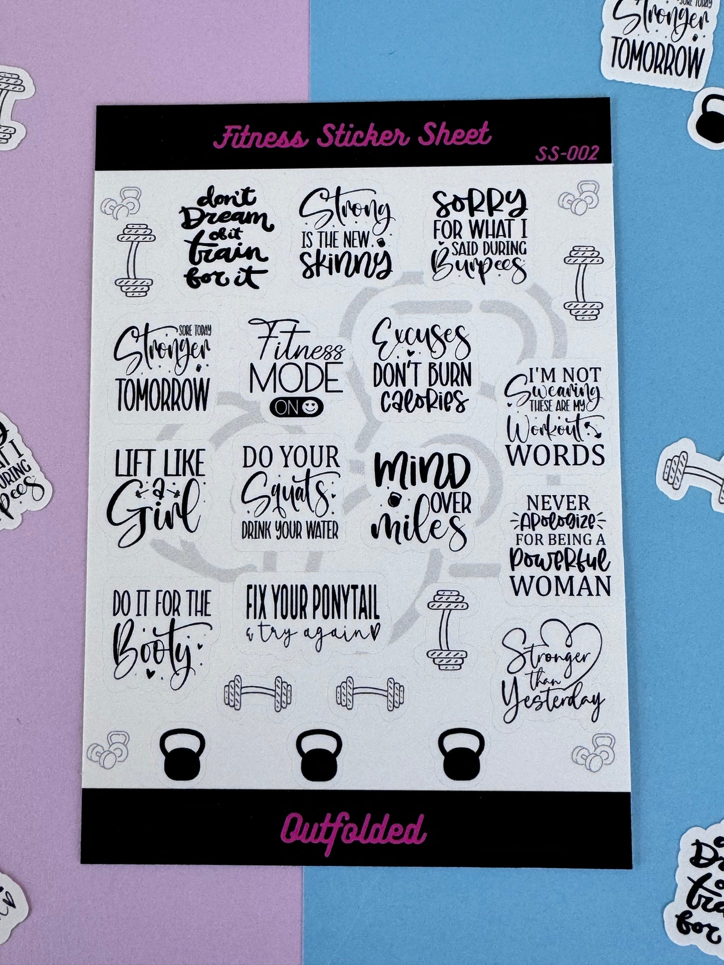 Fitness Planner Stickers, Sticker Sheet for Workout Agenda